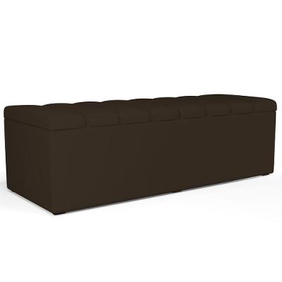 Calçadeira Recamier Baú Para Cama De Casal King Dália 195x50 Cm W01 Suede Marrom - Lyam