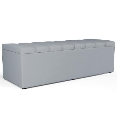 Calçadeira Recamier Baú Para Cama De Casal King Dália 195x50 Cm W01 Suede Cinza - Lyam