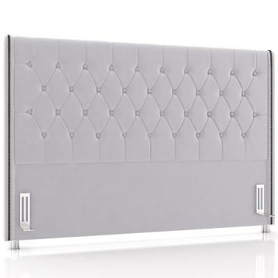 Cabeceira Cama Box Casal 140cm Estofada Frizza P05 Veludo Cinza - Lyam Decor