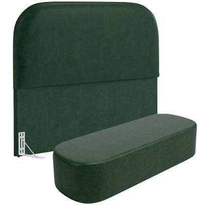Cabeceira Cama Box Casal 140cm Lanna Com Puff Recamier Doha W01 Couríssimo Verde - Lyam Decor