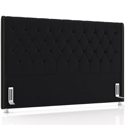Cabeceira Cama Box Casal 140cm Estofada Frizza P05 Veludo Preto - Lyam Decor