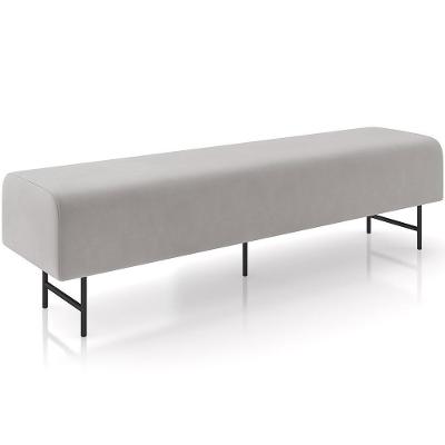 Puff Recamier Decorativo Com Pés Industrial 140cm Novara P05 Veludo Cinza - Lyam Decor