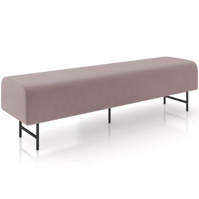 Puff Recamier Decorativo Com Pés Industrial 160cm Novara P05 Veludo Rosê - Lyam Decor