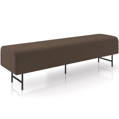 Puff Recamier Decorativo Com Pés Industrial 140cm Novara P05 Veludo Marrom - Lyam Decor