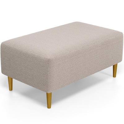 Puff Decorativo Para Sala De Estar Cléo Pés Palito 90 Cm W01 Bouclê Creme - Lyam Decor