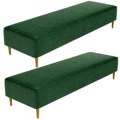 Kit 02 Puffs Decorativo Sala De Estar Bali W01 Pés Palito 210x60cm Couríssimo Verde Musgo - Lyam Decor