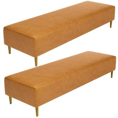Kit 02 Puffs Decorativo Sala De Estar Bali W01 Pés Palito 210x60cm Couríssimo Whisky - Lyam Decor