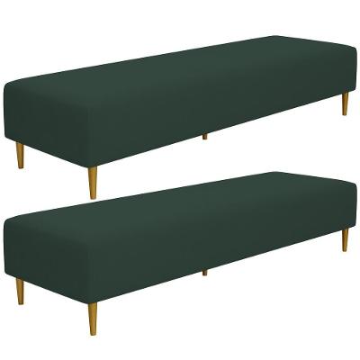Kit 02 Puffs Decorativo Sala De Estar Bali W01 Pés Palito 210x60cm Suede Verde Musgo - Lyam Decor