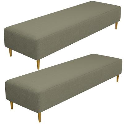 Kit 02 Puffs Decorativo Sala De Estar Bali W01 Pés Palito 170x60cm Bouclê Oliva - Lyam Decor