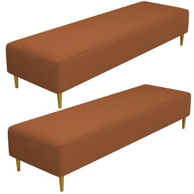 Kit 02 Puffs Decorativo Sala De Estar Bali W01 Pés Palito 190x60cm Bouclê Terracota - Lyam Decor