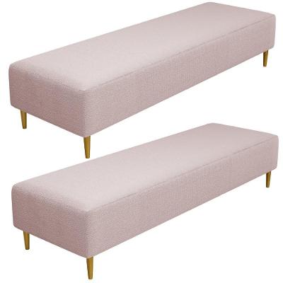 Kit 02 Puffs Decorativo Sala De Estar Bali W01 Pés Palito 210x60cm Bouclê Rosê - Lyam Decor