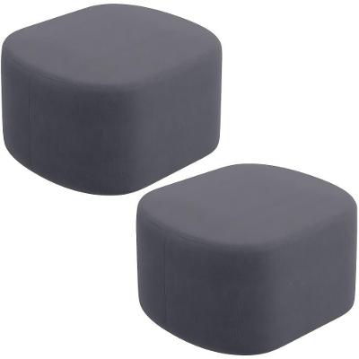 Kit 2 Puffs Decorativos Orgânico Para Living Quarto 70cm Doha W01 Suede Cinza - Lyam Decor
