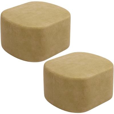 Kit 2 Puffs Decorativos Orgânico Para Living Quarto 70cm Doha W01 Couríssimo Fendi - Lyam Decor