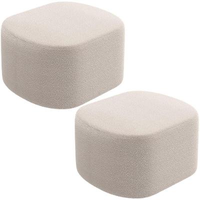 Kit 2 Puffs Decorativos Orgânico Para Living Quarto 70cm Doha W01 Bouclê Creme - Lyam Decor