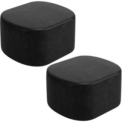 Kit 2 Puffs Decorativos Orgânico Para Living Quarto 70cm Doha W01 Couríssimo Preto - Lyam Decor
