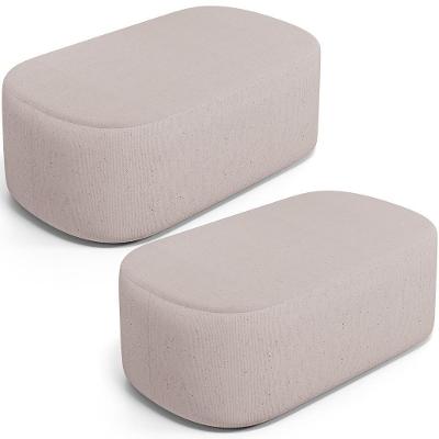 Kit 02 Puffs Decorativos Orgânicos Para Living Quarto 100cm Doha W01 Linho Bege - Lyam Decor