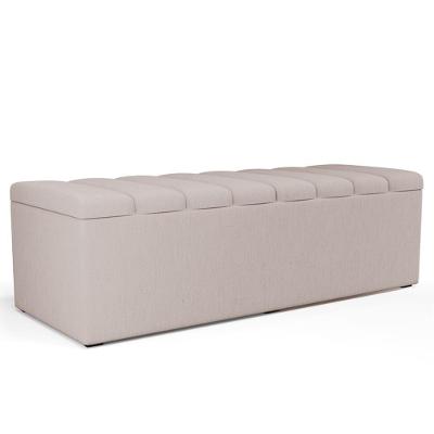 Calçadeira Recamier Baú Para Cama De Casal King Dália 195x50 Cm W01 Linho Cru - Lyam