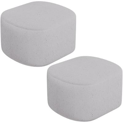 Kit 2 Puffs Decorativos Orgânico Para Living Quarto 70cm Doha W01 Linho Cinza - Lyam Decor