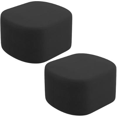 Kit 2 Puffs Decorativos Orgânico Para Living Quarto 70cm Doha W01 Suede Preto - Lyam Decor