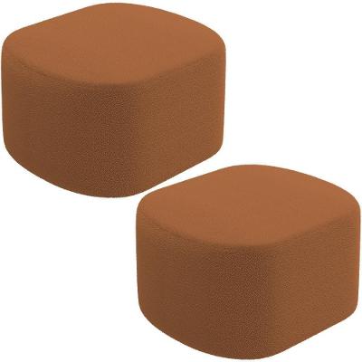 Kit 2 Puffs Decorativos Orgânico Para Living Quarto 70cm Doha W01 Bouclê Terracota - Lyam Decor
