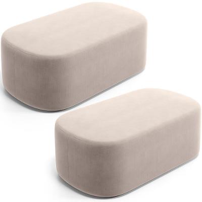 Kit 02 Puffs Decorativos Orgânico Para Living Quarto 100cm Doha W01 Suede Bege - Lyam Decor