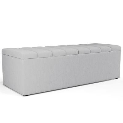 Calçadeira Recamier Baú Para Cama De Casal King Dália 195x50 Cm W01 Linho Cinza - Lyam