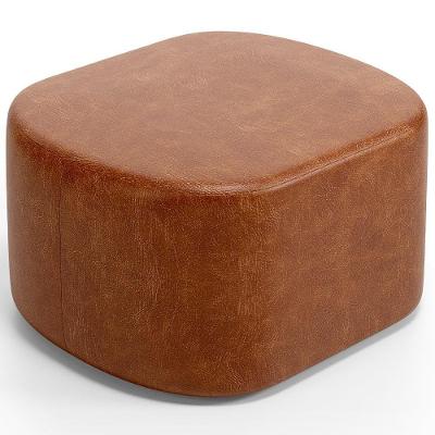 Puff Decorativo Orgânico Para Living Quarto 70cm Doha W01 Couríssimo Camel - Lyam Decor
