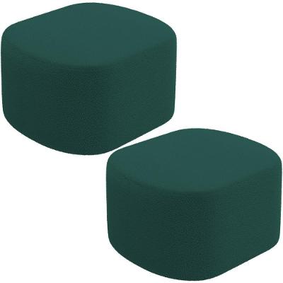 Kit 2 Puffs Decorativos Orgânico Para Living Quarto 70cm Doha W01 Bouclê Verde - Lyam Decor
