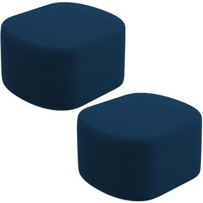 Kit 2 Puffs Decorativos Orgânico Para Living Quarto 70cm Doha W01 Suede Azul Marinho - Lyam Decor