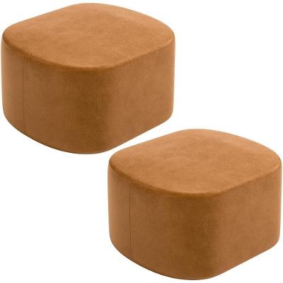 Kit 2 Puffs Decorativos Orgânico Para Living Quarto 70cm Doha W01 Couríssimo Canela - Lyam Decor
