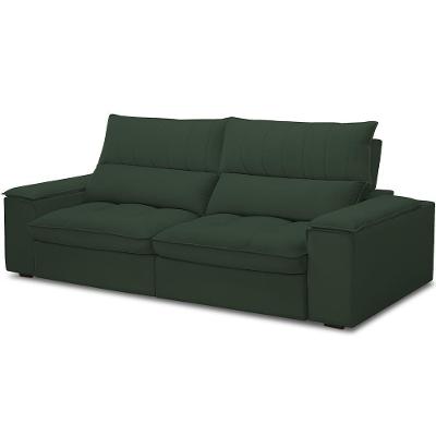 Sofá Retrátil Reclinável Para Sala De Estar Living 230cm Nápoles F04 Veludo Verde - Lyam Decor