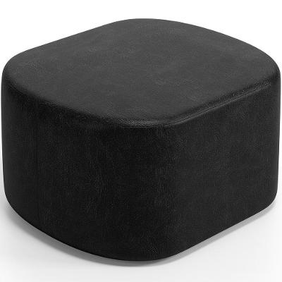 Puff Decorativo Orgânico Para Living Quarto 70cm Doha W01 Couríssimo Preto - Lyam Decor