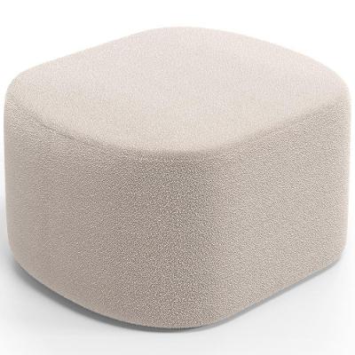 Puff Decorativo Orgânico Para Living Quarto 70cm Doha W01 Bouclê Creme - Lyam Decor