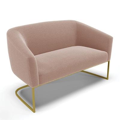 Sofá Namoradeira 2 Lugares Industrial Dourado Stella Bouclê Rosê D03 - D'rossi