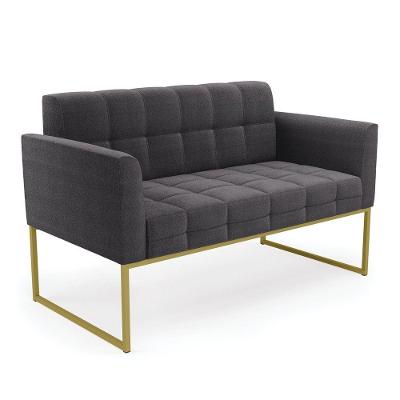 Sofá Namoradeira 2 Lugares Industrial Dourado Elisa Bouclê D03 - D'rossi Cor Grafite