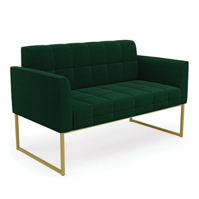 Sofá Namoradeira 2 Lugares Industrial Dourado Elisa Bouclê D03 - D'rossi Cor Verde