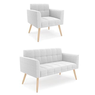 Namoradeira E Poltrona Pé Palito Natural Elisa Bouclê Off White D03 - D'rossi