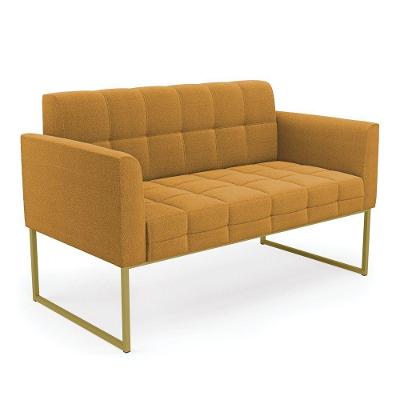 Namoradeira E Poltrona Industrial Dourado Elisa Bouclê Mostarda D03 - D'rossi