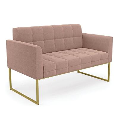 Namoradeira E Poltrona Industrial Dourado Elisa Bouclê Rosê D03 - D'rossi