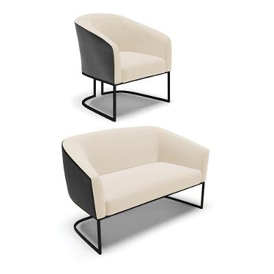 Namoradeira E Poltrona Industrial Preto Stella Pto-linho D03 - D'rossi Cor Bege