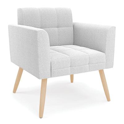 Poltrona Sala De Estar Pé Palito Natural Elisa Bouclê Off White D03 - D'rossi