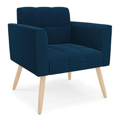 Poltrona Sala De Estar Pé Palito Natural Elisa Bouclê D03 - D'rossi Cor Azul