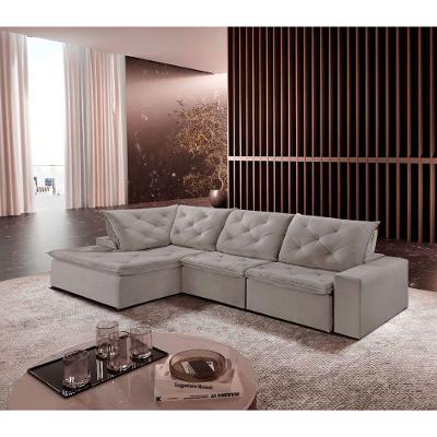 Sofá Hércules Veludo 2 Módulos 90cm Chaise Meu Sofá Online B026 Veludo Prata