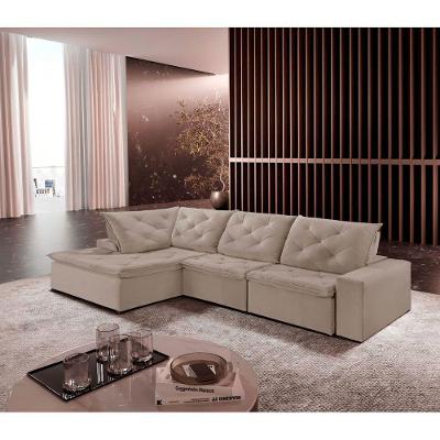 Sofá Hércules Veludo 2 Módulos 100cm Chaise Meu Sofá Online B002 Veludo Capuccino