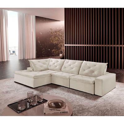 Sofá Hércules Linho 2 Módulos 120cm Chaise Meu Sofá Online A302 Linho Branco