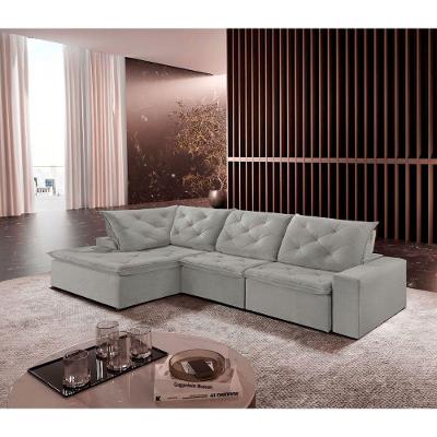 Sofá Hércules Linho 2 Módulos 80cm Chaise Meu Sofá Online A230 Linho Cinza