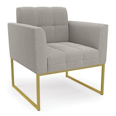 Poltrona Decorativa Industrial Dourado Kit 2 Elisa Bouclê Cinza D03 - D'rossi