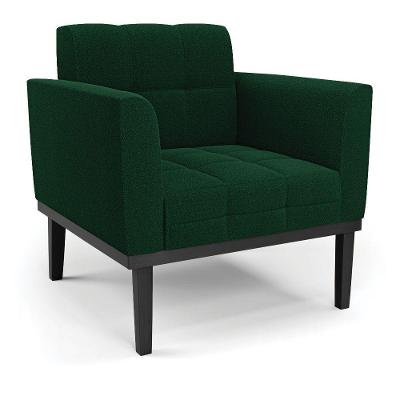 Poltrona Para Sala Base Madeira Fixa Preto Elisa Bouclê D03 - D'rossi Cor Verde