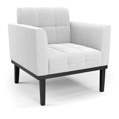 Poltrona Para Sala Base Madeira Fixa Preto Elisa Bouclê D03 - D'rossi Cor Off White