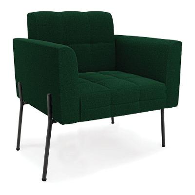 Poltrona Sala De Estar Pé De Ferro Preto Elisa Bouclê Verde D03 - D'rossi